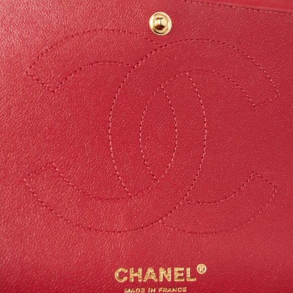 Chanel Red Chevron Quilted Lambskin Leather Classic Jumbo Double Flap Bag - Picture 7 of 9